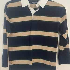 Old Navy Striped Rugby Shirt - Navy, Green and Tan, boys Medium (8)